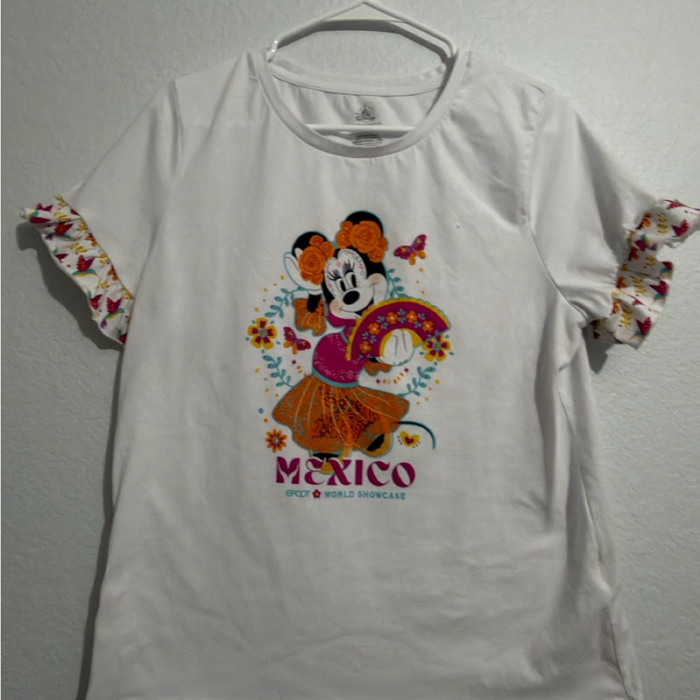 Disney White Blouse with Minnie Mouse Mexico Design